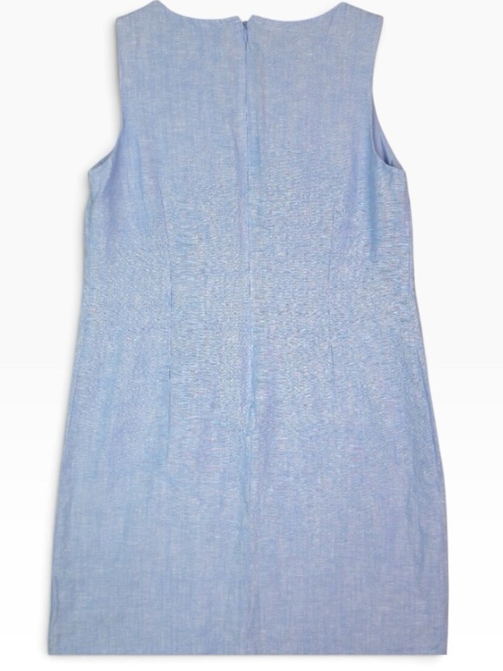 Talbots Embroidered Butterfly Chambray Midi Shift Dress, P2P:25”, L:40. - Picture 6 of 8